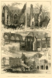 Ruinene av parlamentets hus, 1881. av Unbekannt