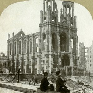 Ruinene av den jødiske synagogen på Sutter St., sto de store jordskjelvene i 1865 og 1868, 1906. av Unbekannt