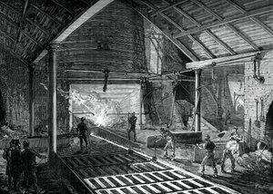 Kjøre det smeltede jernet inn i grisene, c1880 av Unbekannt