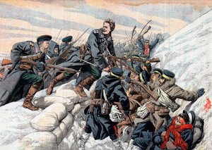 Russisk angrep på de japanske skyttergravene, russisk-japanske krigen, 1904-5 av Unbekannt