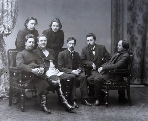 Den russiske forfatteren Maxim Gorky i litteraturgruppen Sreda Wednesday, 1902 av Unbekannt