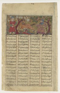 Rustam Lassus Rakhsh, Folio fra en Shahnama Book of Kings of Firdausi, ca. 1330-40. av Unbekannt