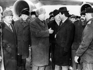 Saddam Hussein und Andrei Gromyko, Moskau, Russland, 1986