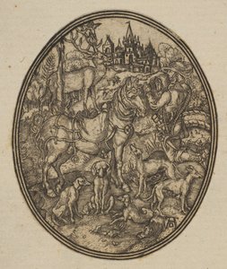 Saint Eustace redusert omvendt kopi i oval.n.d. av Unbekannt