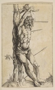 Saint Sebastian bundet til et tre omvendt kopi.nd av Unbekannt
