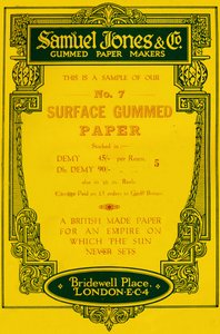 Samuel Jones & Company Gummed Paper Makers-annonse, 1919 av Unbekannt