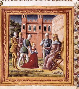 Sara presenterte for Farao, miniatyr malt av Marco Giovanni Dell'Avogaro av Unbekannt