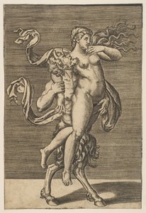 Satyr bærer en nymfe som begrenser høyre arm, ca. 1515-1600. av Unbekannt