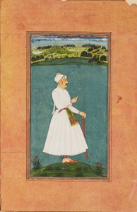 Sawai Jai Singh står i et landskap, c1730 av Unbekannt