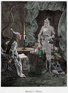 Scene fra A Christmas Carol av Charles Dickens, 1843 av Unbekannt