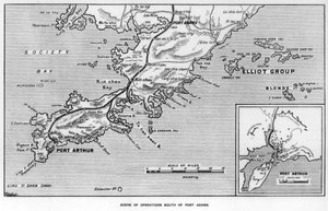 Operasjonsscene sør for Port Adams, Manchuria, den russisk-japanske krigen, 1905 av Unbekannt