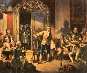 Schiller leser sitt første skuespill, Die Räuber The Robbers, 1936. av Unbekannt