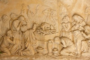 Skulptur som viser prestene til Baal i El Muhraqa, Israel av Unbekannt