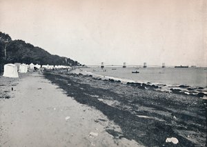 Havutsikt - The Bathing Beach and Suspension Pier, 1895 av Unbekannt