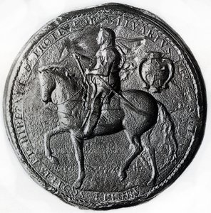 Protektoratets segl med Oliver Cromwell til hest, 1600-tallet, 1899 av Unbekannt