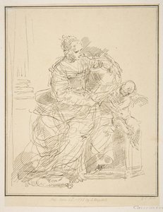 Sittende kvinne med putto, 1775. av Unbekannt