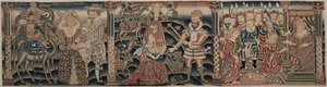 Del av en brodert frise: Rebecca møter Isaac, Abigail møter David, 1625-1649. av Unbekannt