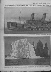 Snittdiagram av Titanic og isfjellet, 20. april 1912. av Unbekannt