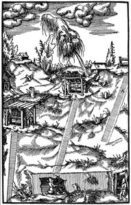 Utsnitt av en tysk gruve, 1556 av Unbekannt