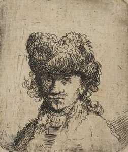 Selvportrett i en pelshatt: Byste, 1700-tallet., 1700-tallet. av Unbekannt