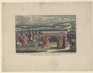 Selim III, tyrkernes sultan, ønsket velkommen til sin nye infanterigjennomgang på landsbygda av Unbekannt