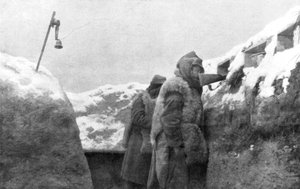Vaktposter i en grøft som ser ut over ingenmannsland, Pas-de-Calais, Frankrike, vinter, 1915 av Unbekannt