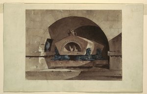 Grav i egyptisk stil med sfinxer og en ugle av Unbekannt