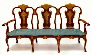 Settee of Walnut and Gesso, 1930. av Unbekannt
