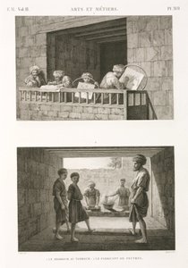 Sy broderi og filtfremstilling, Egypt, ca 1798 av Unbekannt