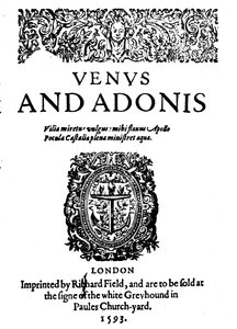 Shakespeares første publiserte verk - 1. utgave av Venus og Adonis, 1593, 1946 av Unbekannt