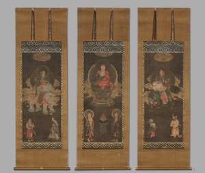 Shakyamuni Triad: Buddha deltatt av Manjushri og Samantabhadra, sent på 1300-tallet. av Unbekannt