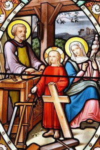 Helligdommen til Vår Frue av la Salette Glassmaleri Jesus i farens verksted, La Salette, Frankrike av Unbekannt