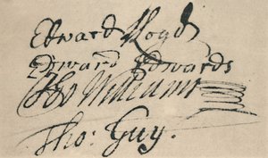 Signatur av Edward Lloyd, 1692, 1928 av Unbekannt