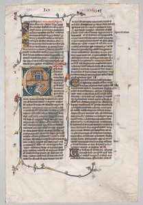 Single Leaf from a Bible: Initial E[t factum est] med Jonah Swallowed by the Whale, ca. 1290. av Unbekannt