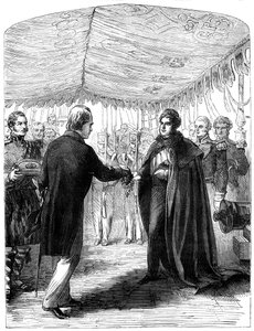 Sir Walter Scott presenterer korset av St. Andrew til kong George IV, 1822 av Unbekannt