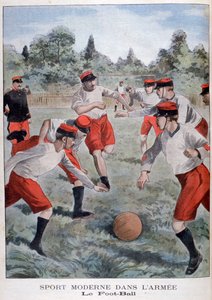 Soldater fra den franske hæren spiller fotball, 1902 av Unbekannt