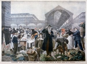 Suppestativ på Les Halles-markedet om morgenen, 1897 av Unbekannt
