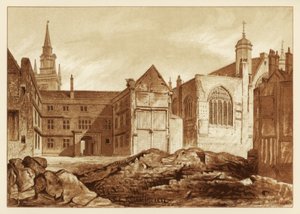 Sørøstutsikt over Guildhall Chapel og Blackwell Hall, City of London, 1886 av Unbekannt