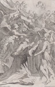 St. Carlo Borromeo omgitt av engler, 1650-70. av Unbekannt