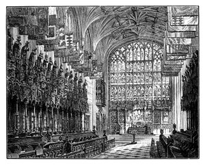St Georges Chapel, Windsor, Viser Royal Gallery & Altar av Unbekannt