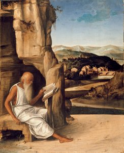 St Hieronymus leser i et landskap, slutten av 1400-tallet av Unbekannt