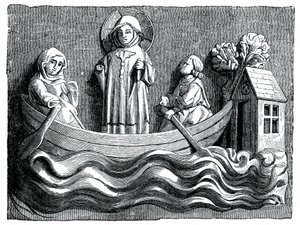 St. Julian og St. Basilissa, hans kone, formidler Kristus i båten deres, 1200-tallet 1870 av Unbekannt