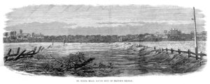 St Kilda Road, sørsiden av Princes Bridge - Flom ved Melbourne, Australia, 1864 av Unbekannt