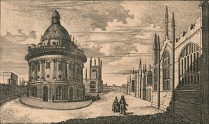 St. Marys Church og Radcliffe Library i Oxford, 1700-tallet. av Unbekannt