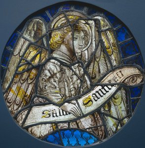 Glassmaleri med en engel som holder en rulle, ca. 1425-1450. av Unbekannt