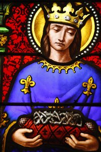 Glassmalerier i St Pauls kirke, Lyon: St. Louis bærer tornekronen, Lyon, Frankrike av Unbekannt