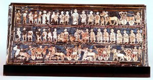 Standard of Ur, krigssiden, fra den kongelige kirkegården i Ur, Sumerian, c2500 f.Kr. av Unbekannt