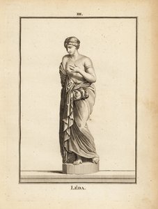 Statue av Leda, etolisk prinsesse senere dronning av Sparta, forført av Zevs i form av en svane av Unbekannt