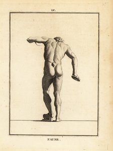 Statue av en faun ved en Bacchanalian Orgie med cymbaler og Scabellum av Unbekannt