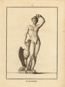 Statue av gjeterungdommen Ganymedes, bortført av Zevs, med en ørn av Unbekannt